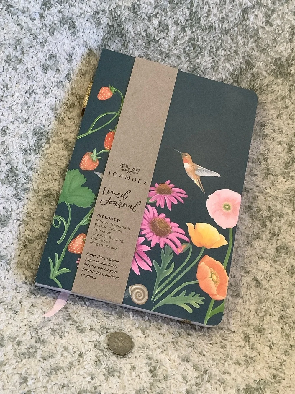 Strawberry Hummingbird Nature Travel Creative Journal Notebook NWT 160 lined pgs